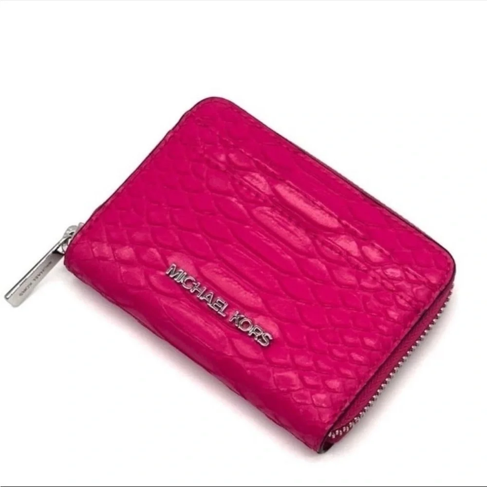 Michael Kors Medium ZA Card Case Wallet Electric Pink Multi